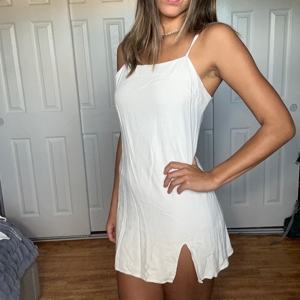 White linen dress